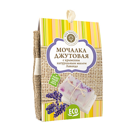 Джутовая мочалка+мыло Лаванда MDP, 100гр
