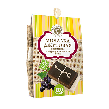Джутовая мочалка+мыло Винное MDP, 100гр